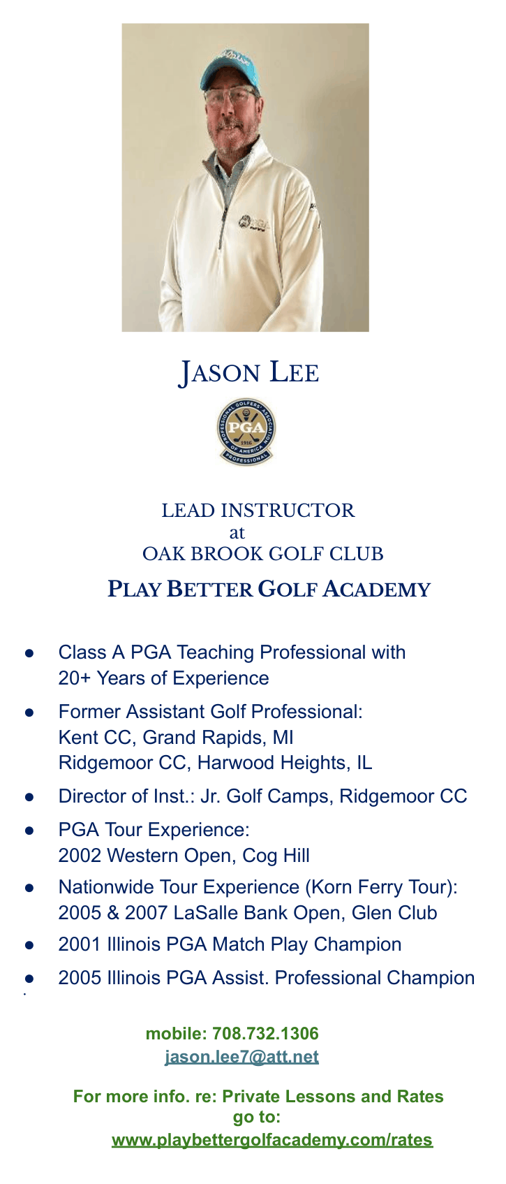 JASON LEE BIO - OAKBROOK